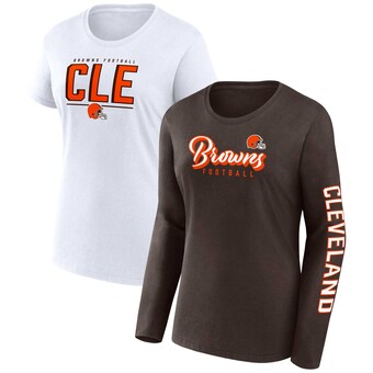 Women's Fanatics Brown/White Cleveland Browns Two-Pack Combo Cheerleader T-Shirt Set
